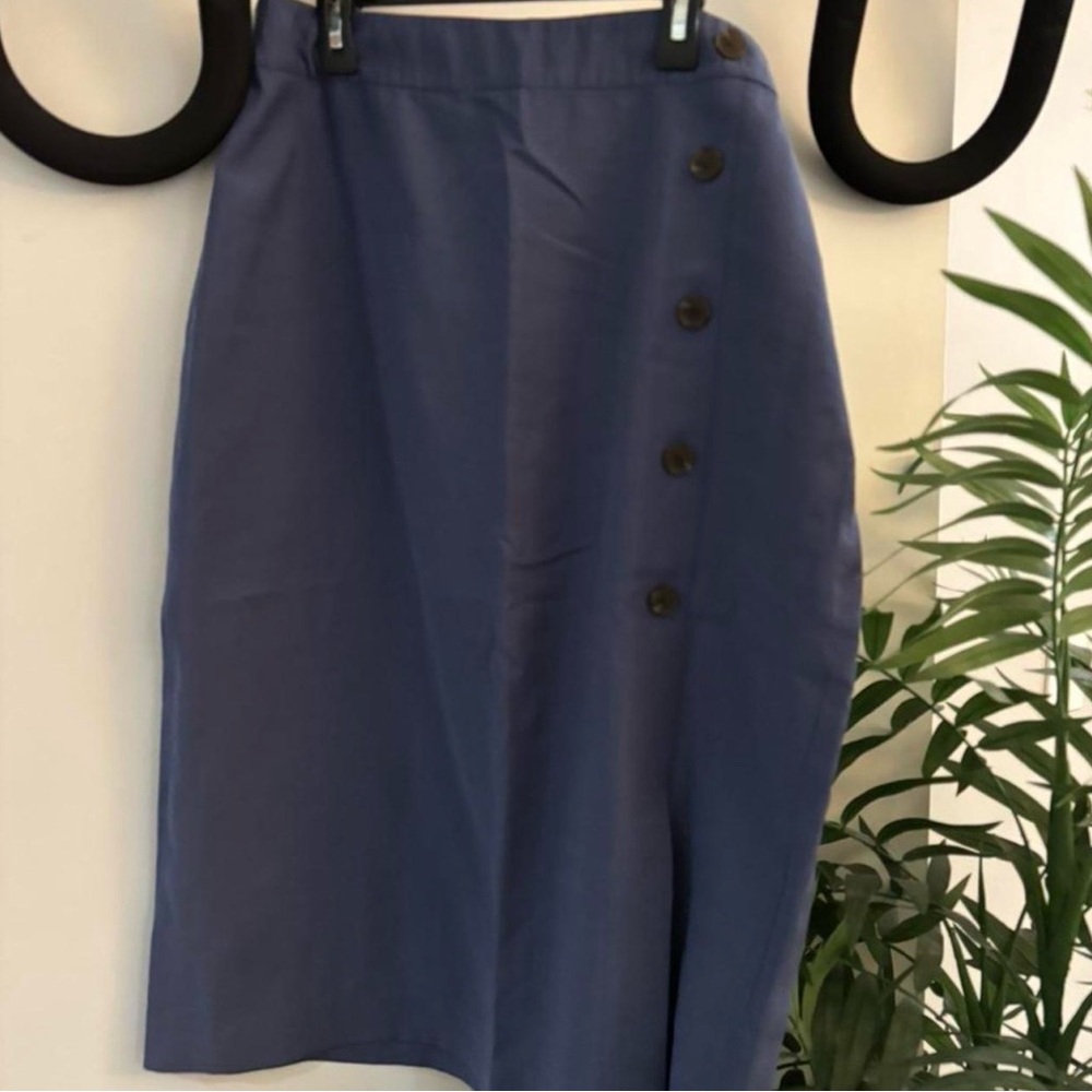 Ann Taylor Factory Blue Pencil Skirt with Button Detail